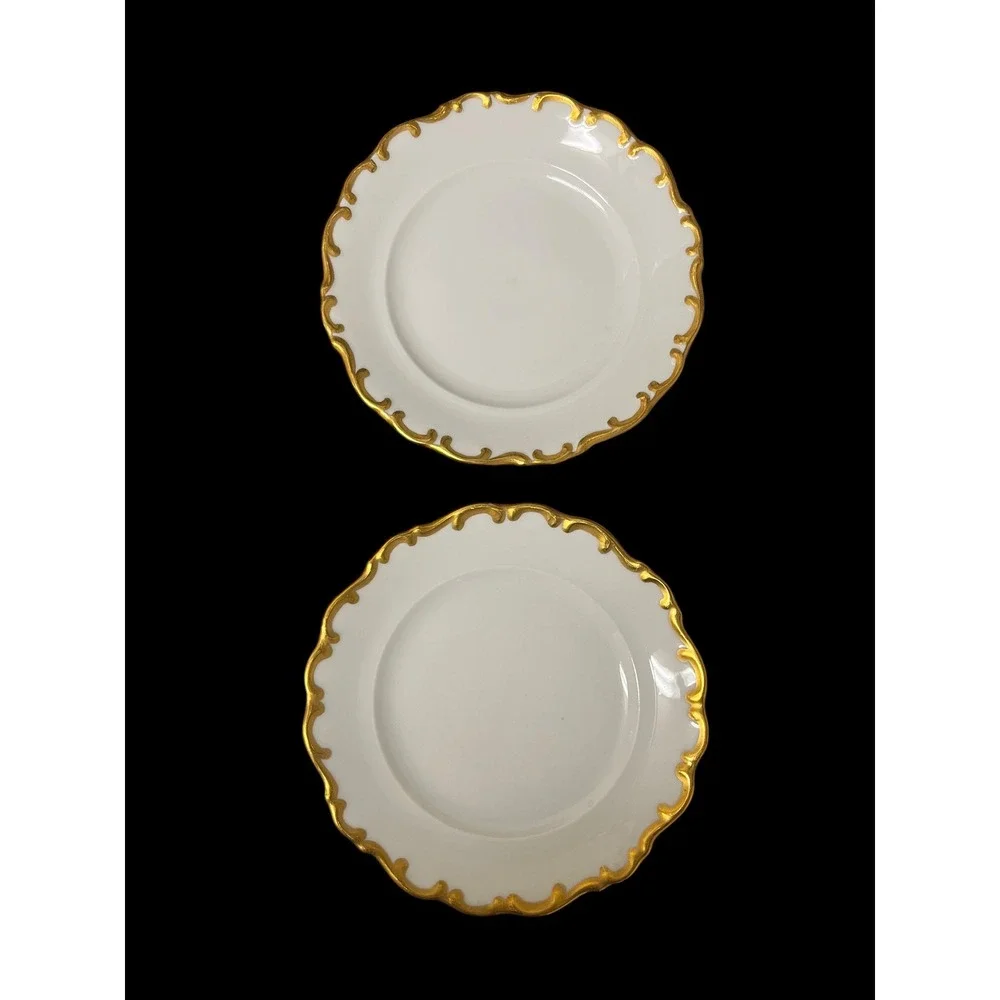 Schumann Arzberg Bavaria White Elegance Gold Monogram M Bread Plates Set of 5 - Picture 3 of 16